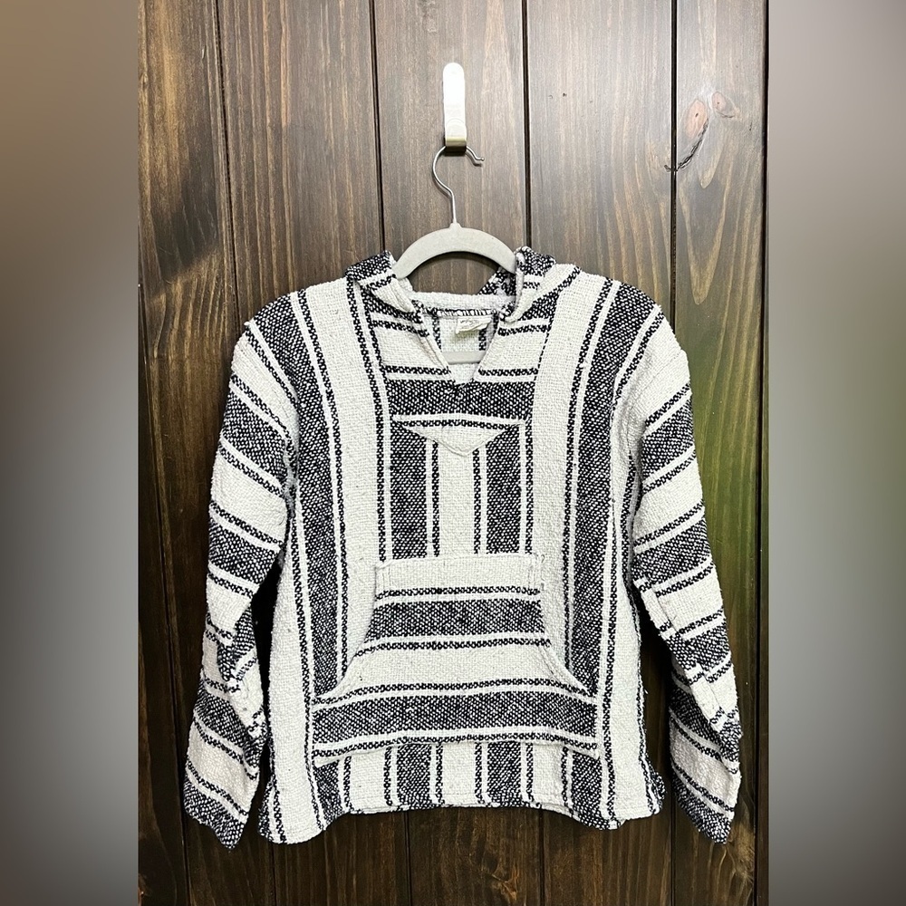El Paso Saddle Blanket Co Mexican Hippie Pullover Hoodie Vneck Pockets Size:S - Picture 3 of 11